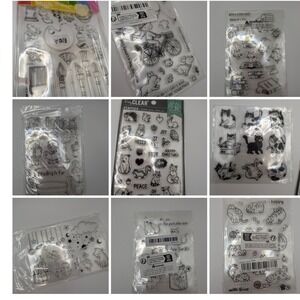 Lot of 10 Clear Stamps Waffle Flower Hero Arts Cats Dogs Art Reading Themes